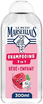 Le Petit Marseillais Shampoing 2-en-1 Bébé & Enfant Coton Bio et Framboise sans Sulfate