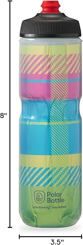 Miniatura 6 de Polar Bottle Breakaway - Botella de agua aislada para bicicleta, sin BPA, botella de compresión para ciclismo y deportes (Tartán, resaltador verde