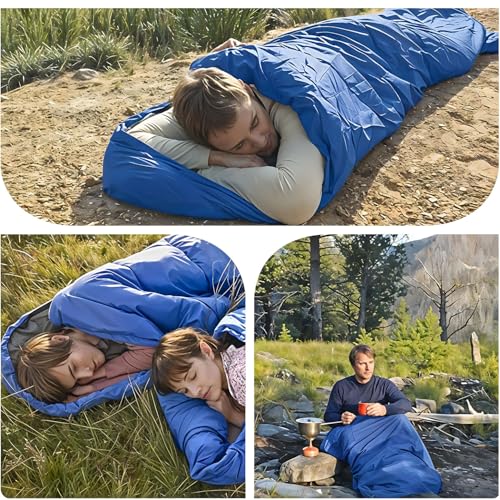 Gigoteuse d'été 210 x 75 cm - Sac de couchage Momie léger 950 g hypoallergénique et à séchage rapide avec capuche et étui, camping et activités de plein air – Image 4
