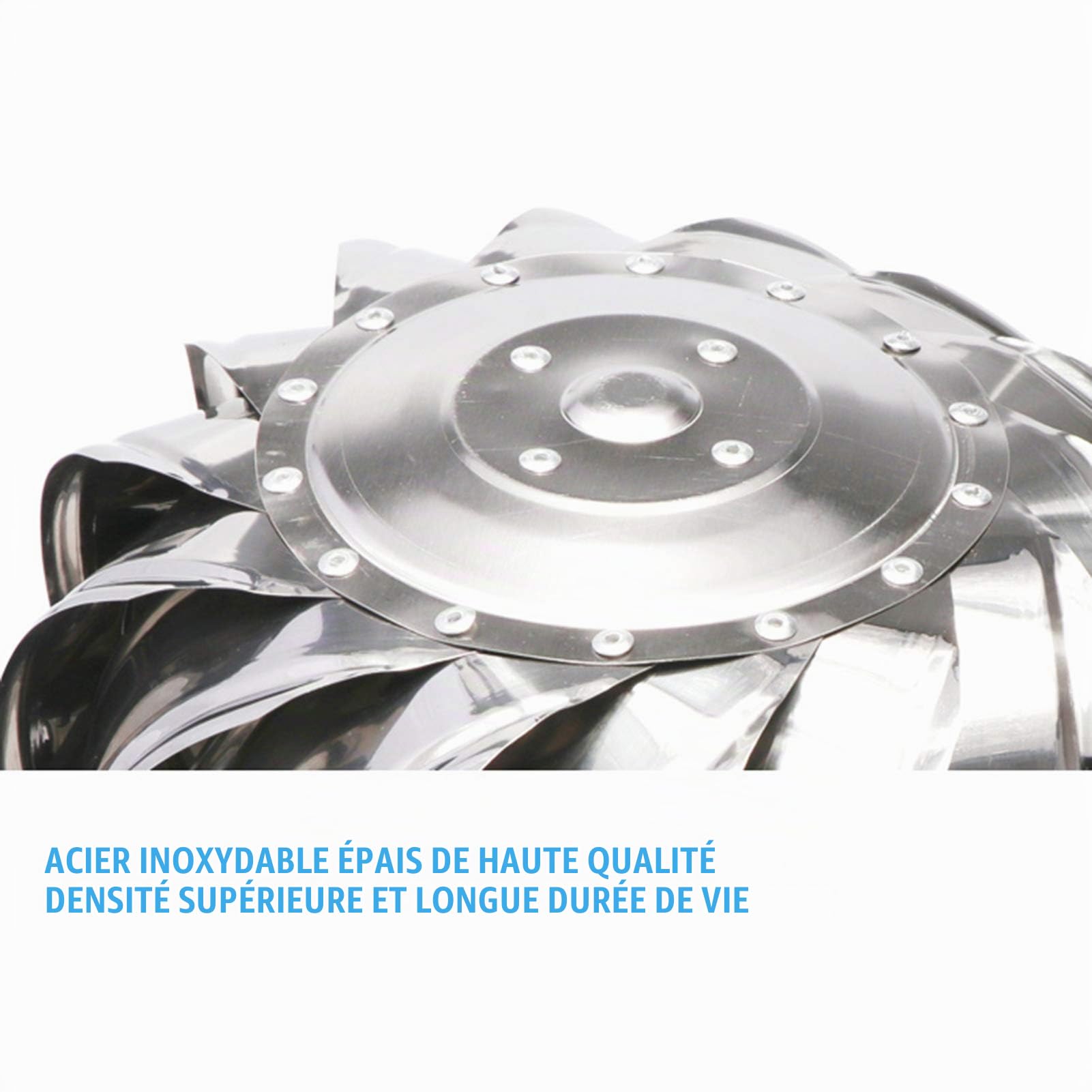 Rotatif Extracteur De Fumées, Ventilateur Turbine Ventilateur Étanche Étanche À La Pluie Acier Inoxydable Chapeau De Cheminée Échappement Le Toit Grenier Ferme Usine Ventilation,100mm