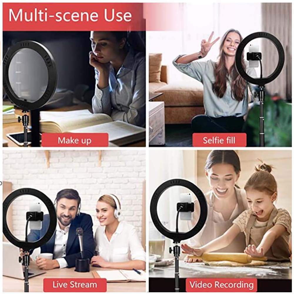 Anello Luminoso per Selfie Anello Luminoso da 10 Pollici con treppiede da 63 Pollici per Trucco Anello Luminoso a LED dimmerabile per Fotocamera 3 modalità Luce 10 Livelli di luminosità Compatibile