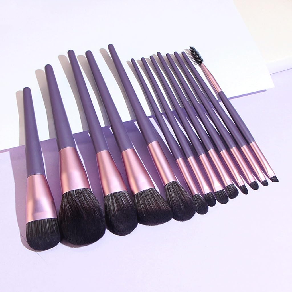 Juego de 13 brochas de Maquillaje, Juego Completo de brochas de Sombra de Ojos en Polvo Morado
