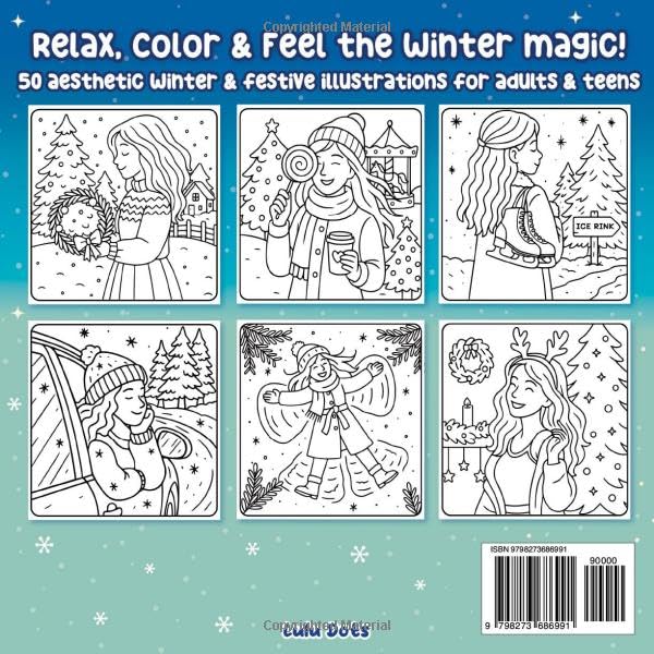 Aesthetic Girl Cozy Christmas & Winter Vibes Coloring Book: Relaxing Holiday Designs for Teens and Adults | Calming Festive Art, Peaceful Seasonal ... Stress Relief (Aesthetic Girl - Cozy Moments) image 3