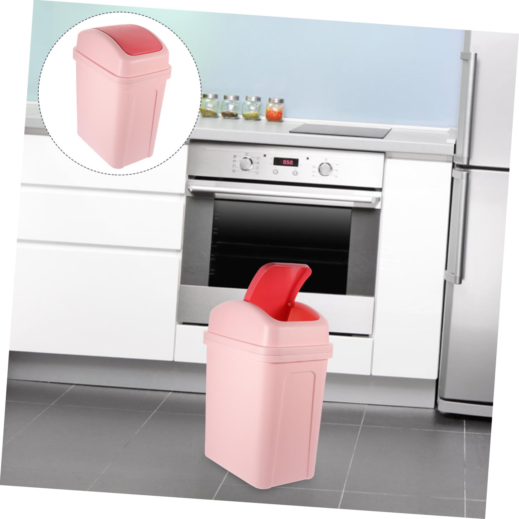 Bidone per Rifiuti con Battente Capacità Plastica Spessa Resistente Design Sottile per Cucina e Soggiorno Contenitore per Spazi Stretti con Apertura Pressione