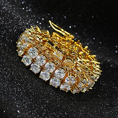18K Gold Moissanit Doppelrunde Tennisarmband ， 8 Zoll Länge ， Atemberaubendes Schmuckgeschenk für Männer