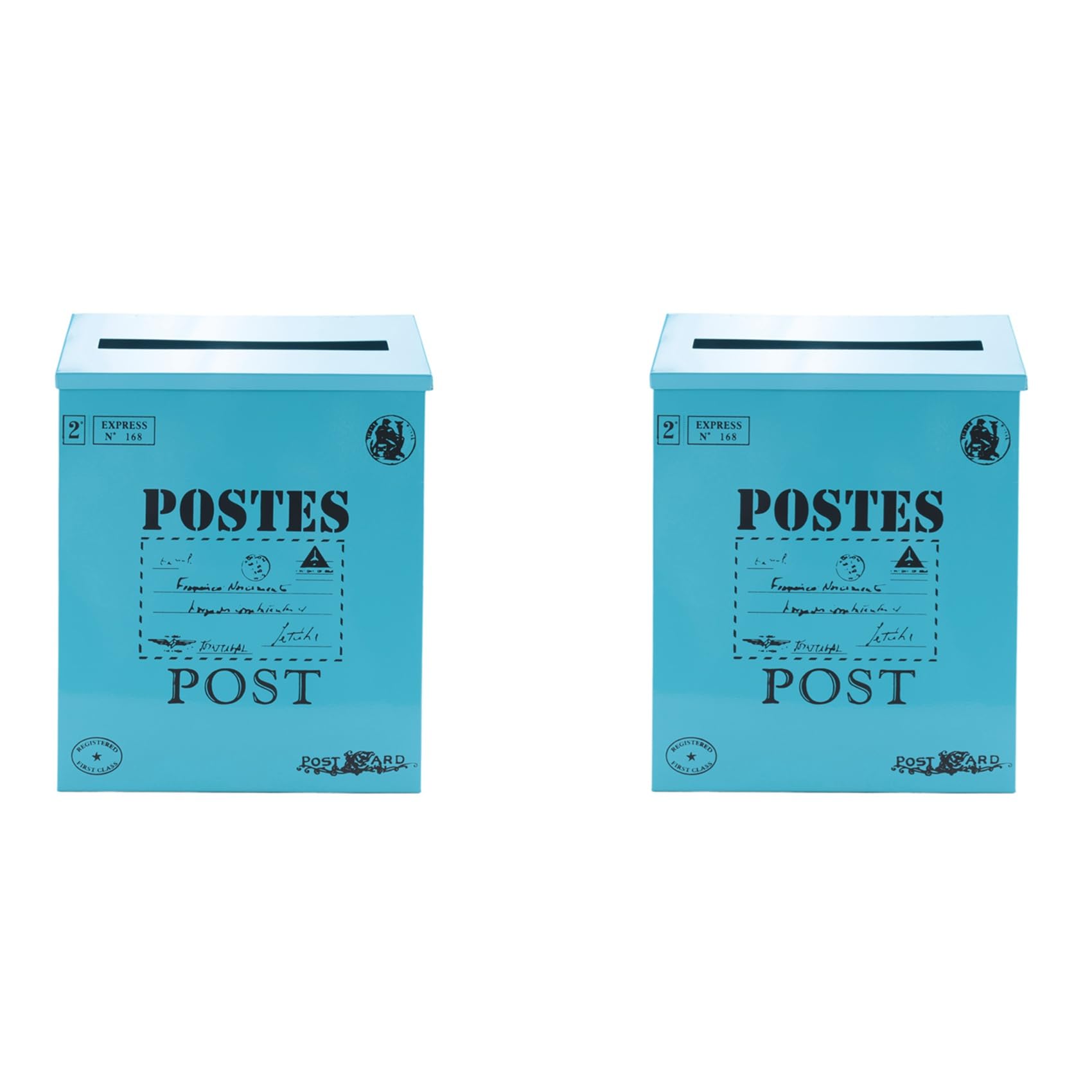 Boîte aux lettres vintage bleue murale en métal pour retrouver le charme d'autrefois - 8