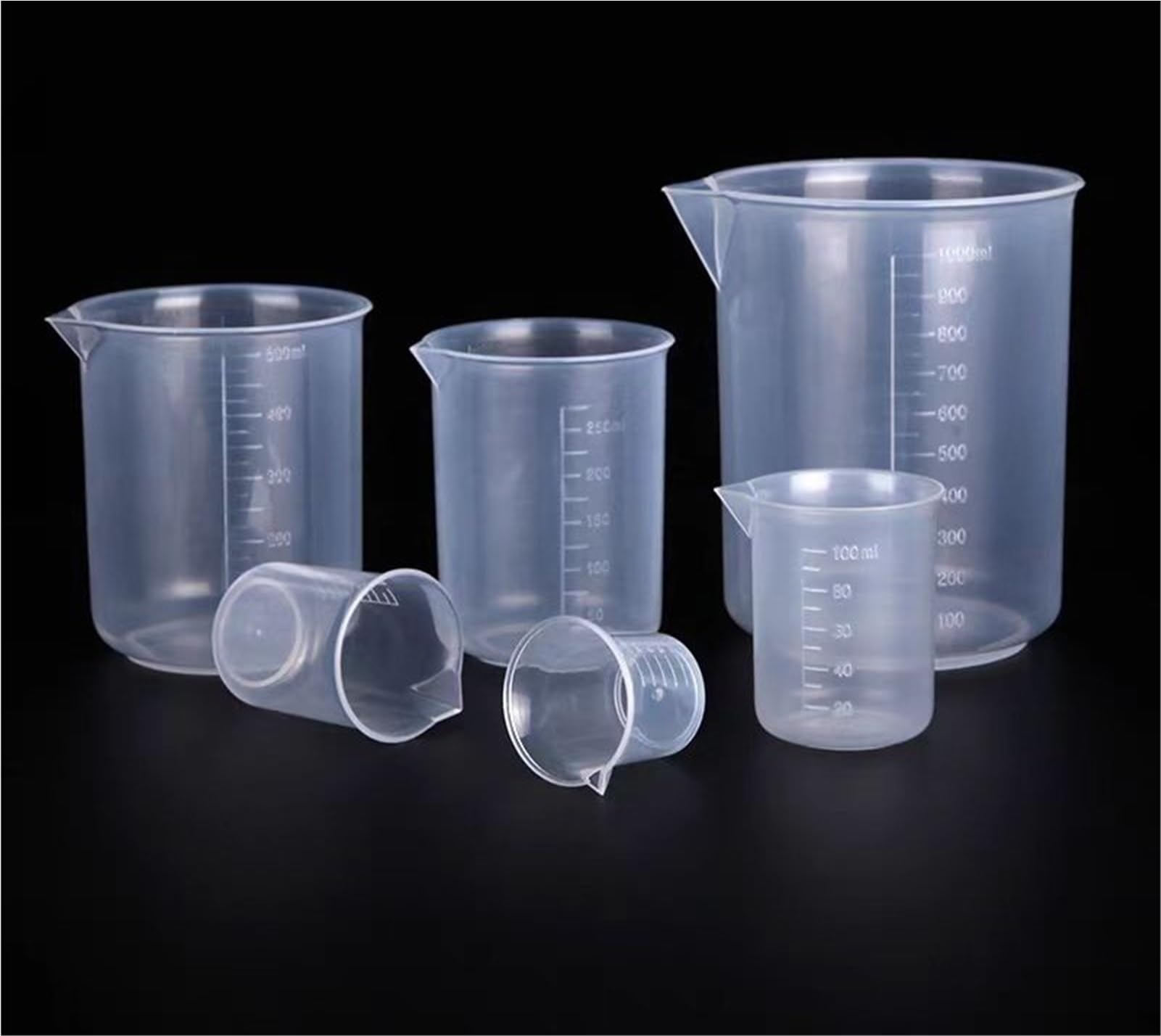 25 ml do 1000 ml przezroczysty plastikowy kubek do pomiaru płynów do laboratoryjnych przyrządów pomiarowych kuchni (250 ml, 3 szt.)