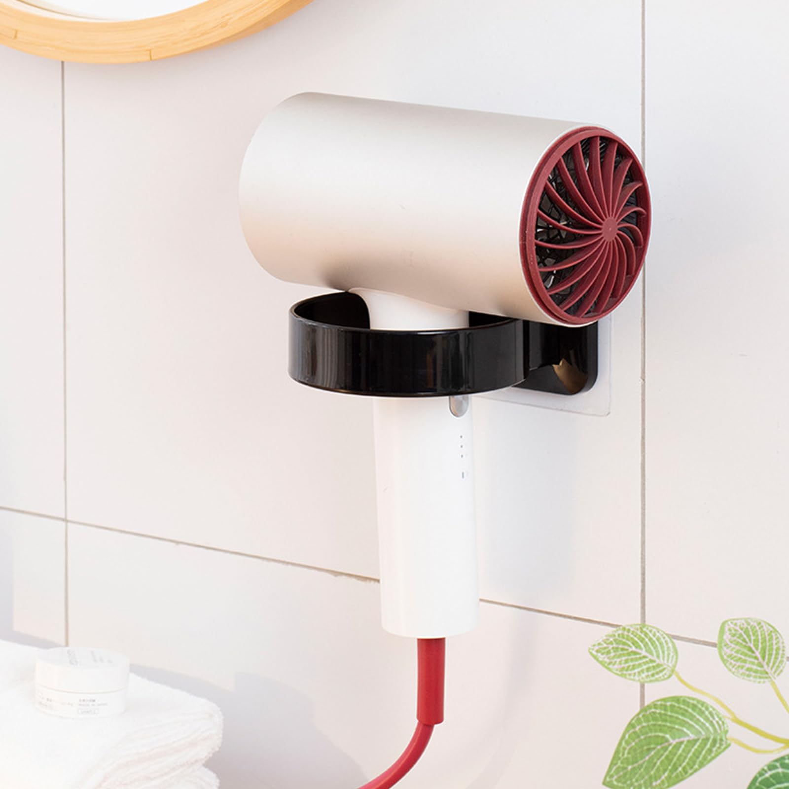 Soporte Secador de Pelo Autoadhesivo, Colgador de Pared Sin Taladro para Baño, Hoteles, Barbershop (Negro)