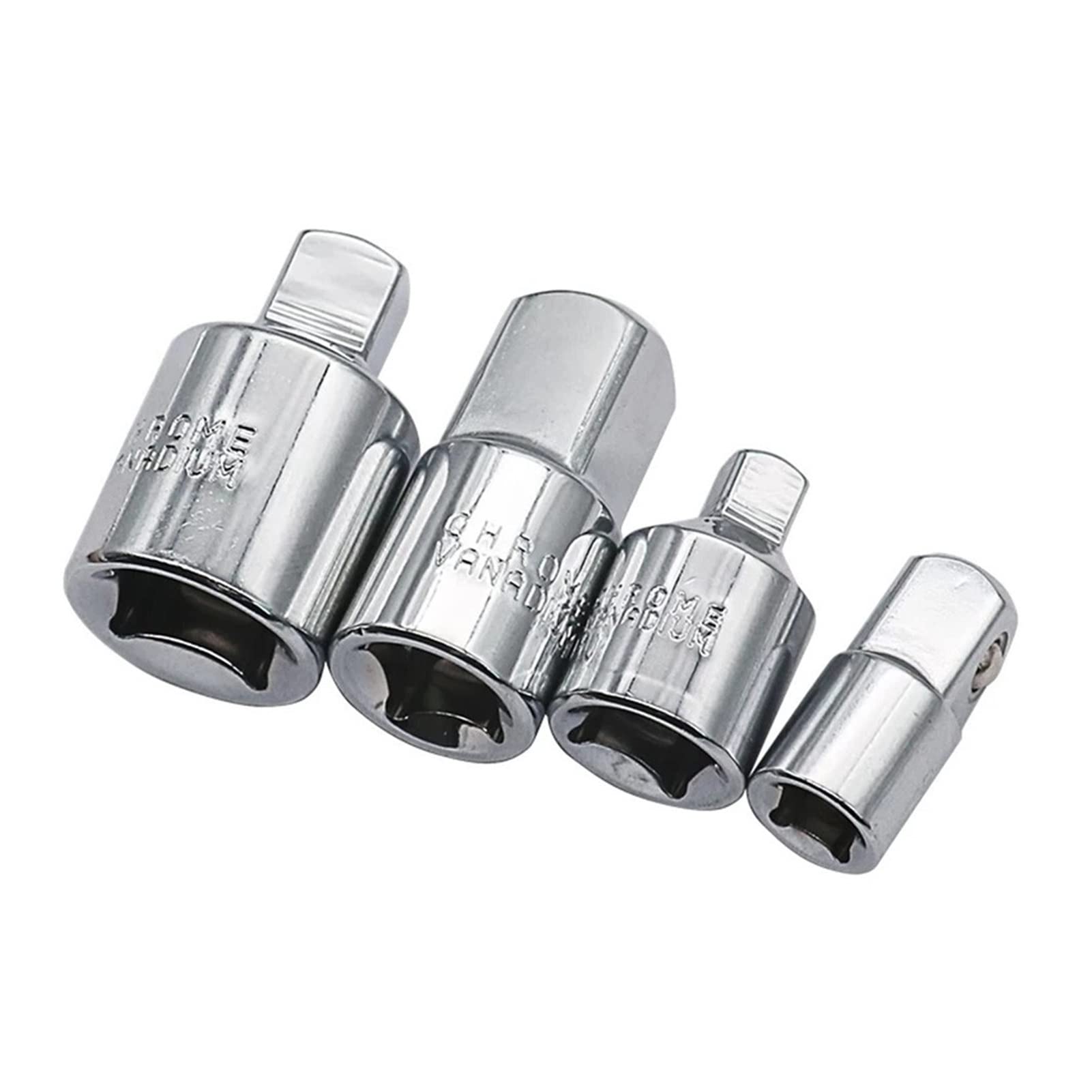 Zestaw 4 adapterów nasadek klucza grzechotkowego z redukcją 1/2" na 3/8" na 1/4" do elektrycznych kluczy udarowych i grzechotek