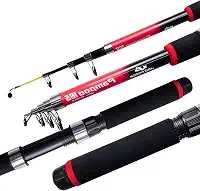 Jaú Pesca Vara Telescópica Pampoo, Molinete, Fibra de Vidro, 1,65m, Ação Média, Pesca Esportiva