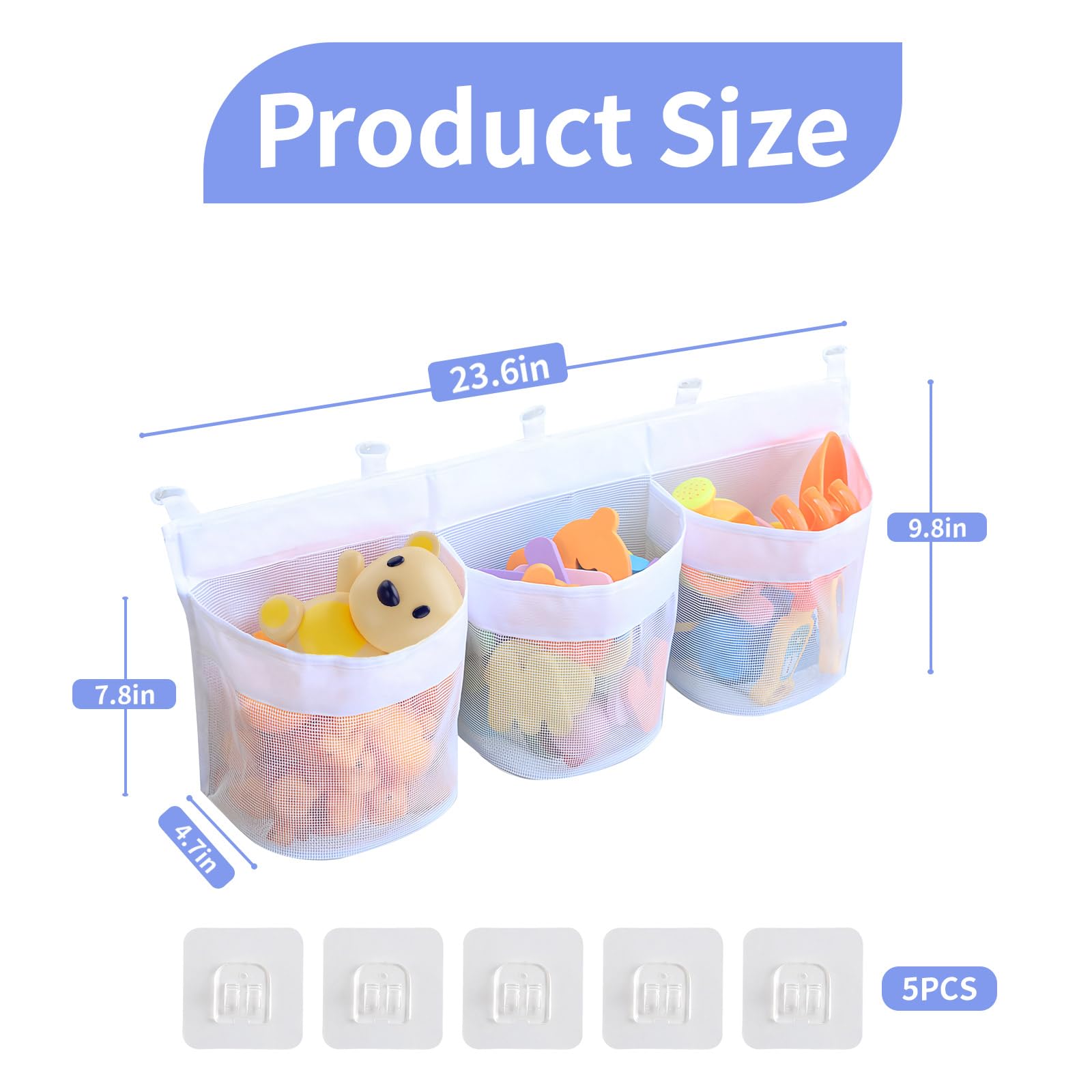 Sac De Rangement Jouets De Bain En Filet Avec Ventouses - Organisateur Bébé Panda/Animal - 35x50cm