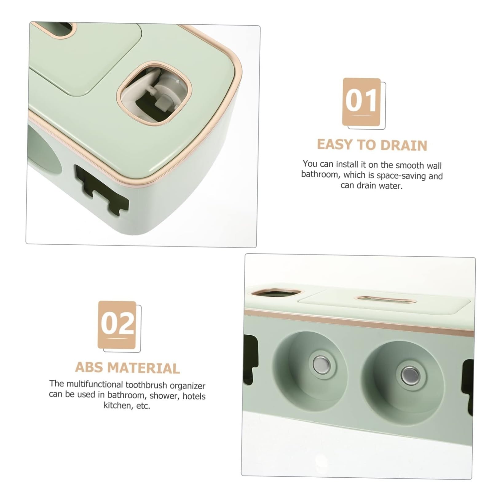 Soportes para cepillos de Dientes Bathroom Essentials - Estante de Almacenamiento for Montaje en Pared, dispensador Pasta Dientes, Soporte for Cepillo Organizador de Accesorios