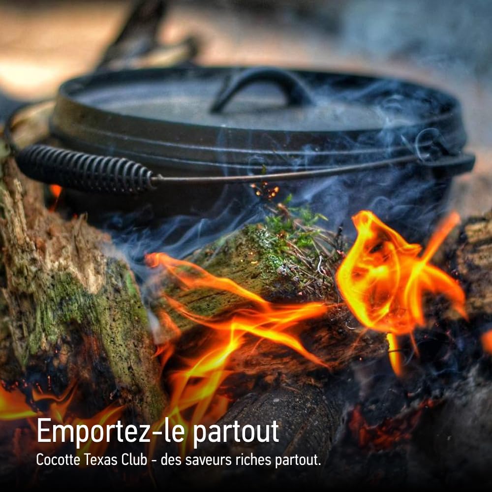 TEXAS CLUB Marmite en fonte "Dutch Oven", Marmite en fonte avec couvercle, 3.9L