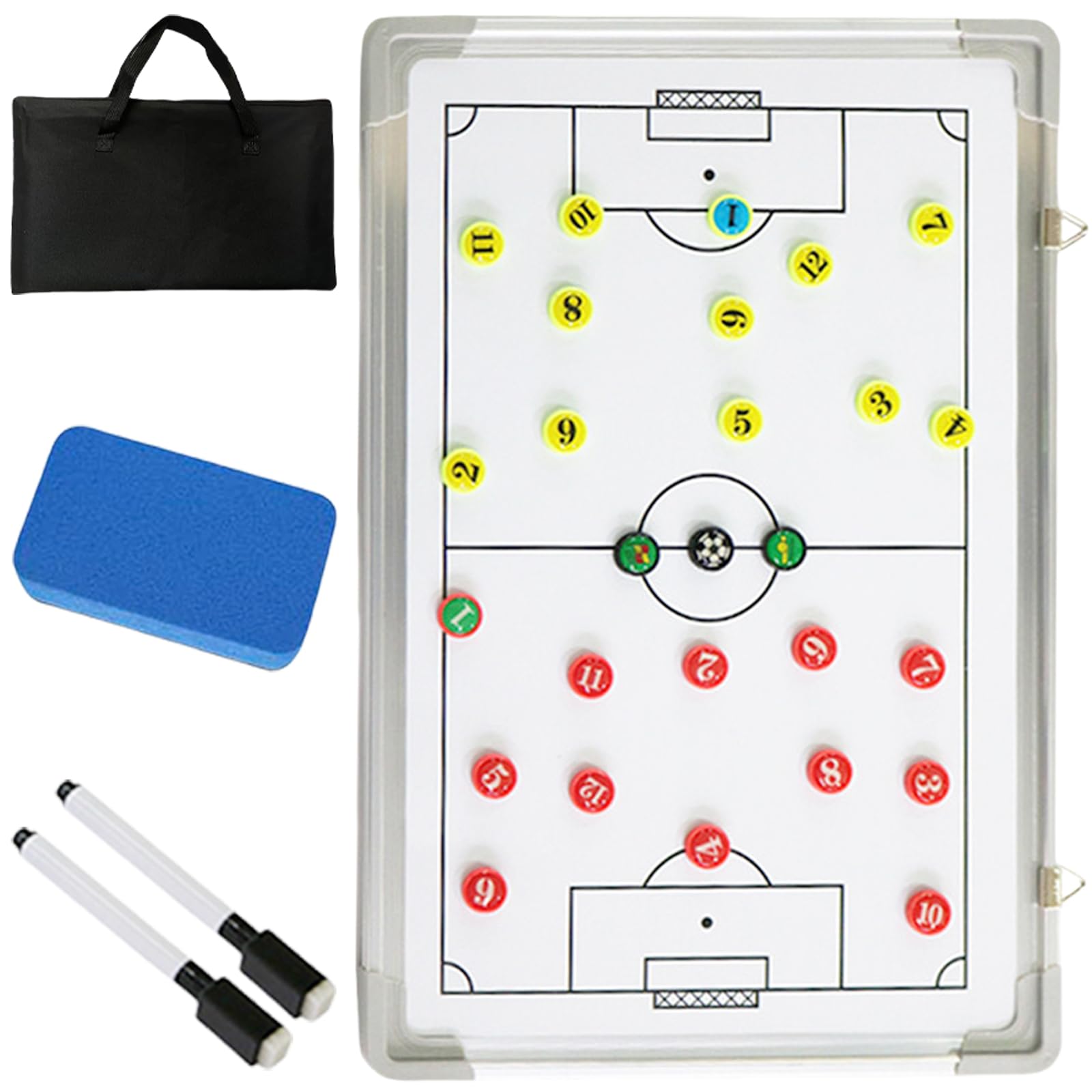 Tableau Tactique Football Magnétique, Board Entraîneur avec Stylo et Aimants, Tableau Stratégie Portable pour Entraînement et Compétitions de Soccer