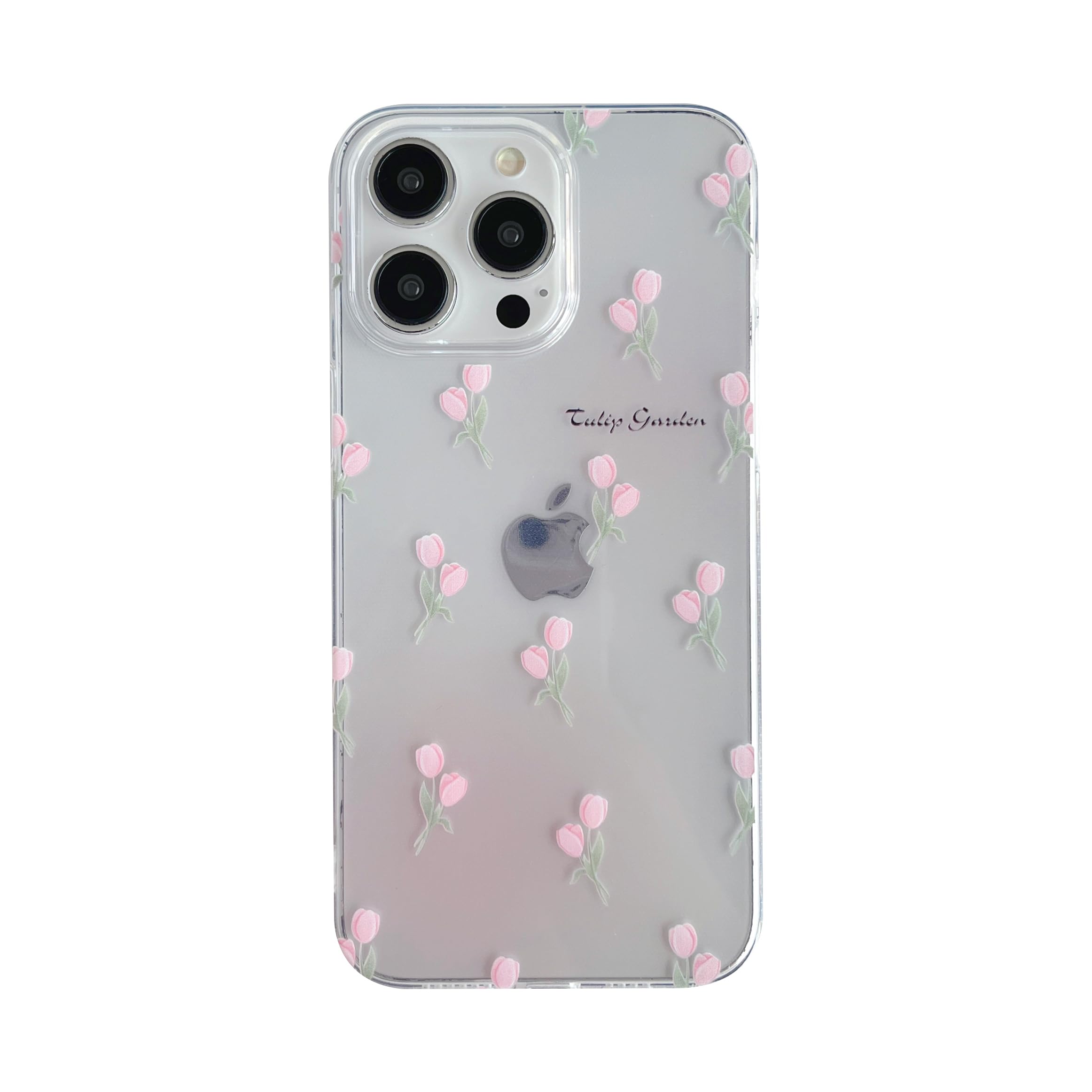 FLIRACON Cute Tulip Flowers Clear Soft Phone Case Compatible with iPhone Case (Clear,for iPhone 15 Pro)