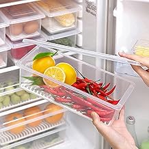HARMONY INC Fridge Storage Boxes (Pack of 6), Fridge Organizer with Removable Drain Plate Fridge Storage Containers Keeps Fruits, Vegetables, Meat, Fish Fresh Longer 1500 ML