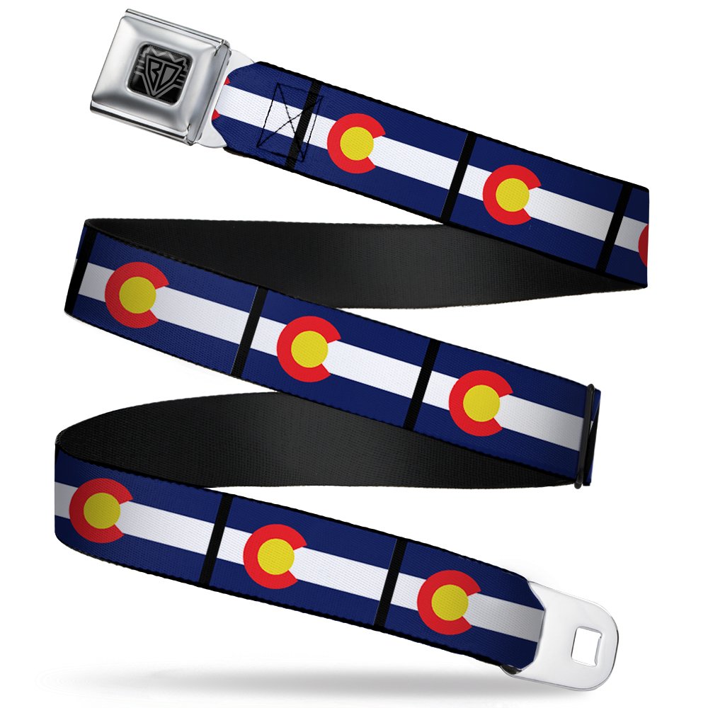 Buckle-Down Belt, Seatbelt Buckle Belt, Colorado Flags, 32 to 52 Inches