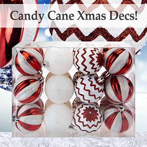 VFM - Red & White 6cm Baubles Candy Cane (24 Pack) - Christmas Tree Decorations, Assorted,white,red - Image 3