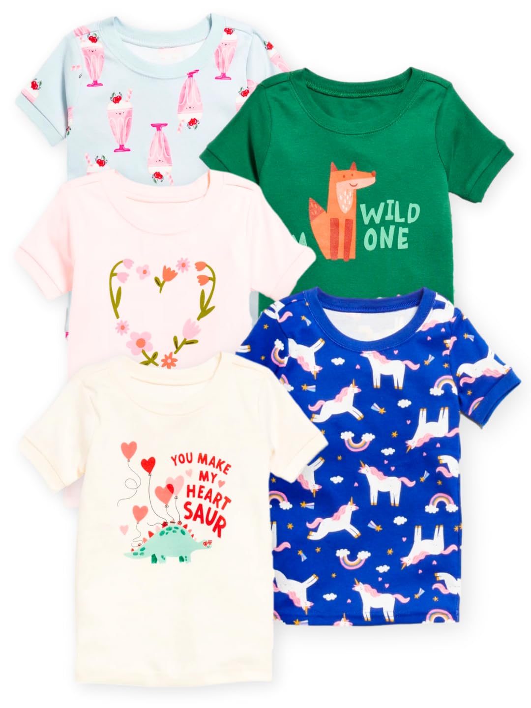 TuddyBuddy Baby Girl's 100% Organic Cotton Ribbed Short Sleeves Tops/T-Shirt (2 Years-3 Years, Pack of 5, Assorted) - Image 2 thumbnail