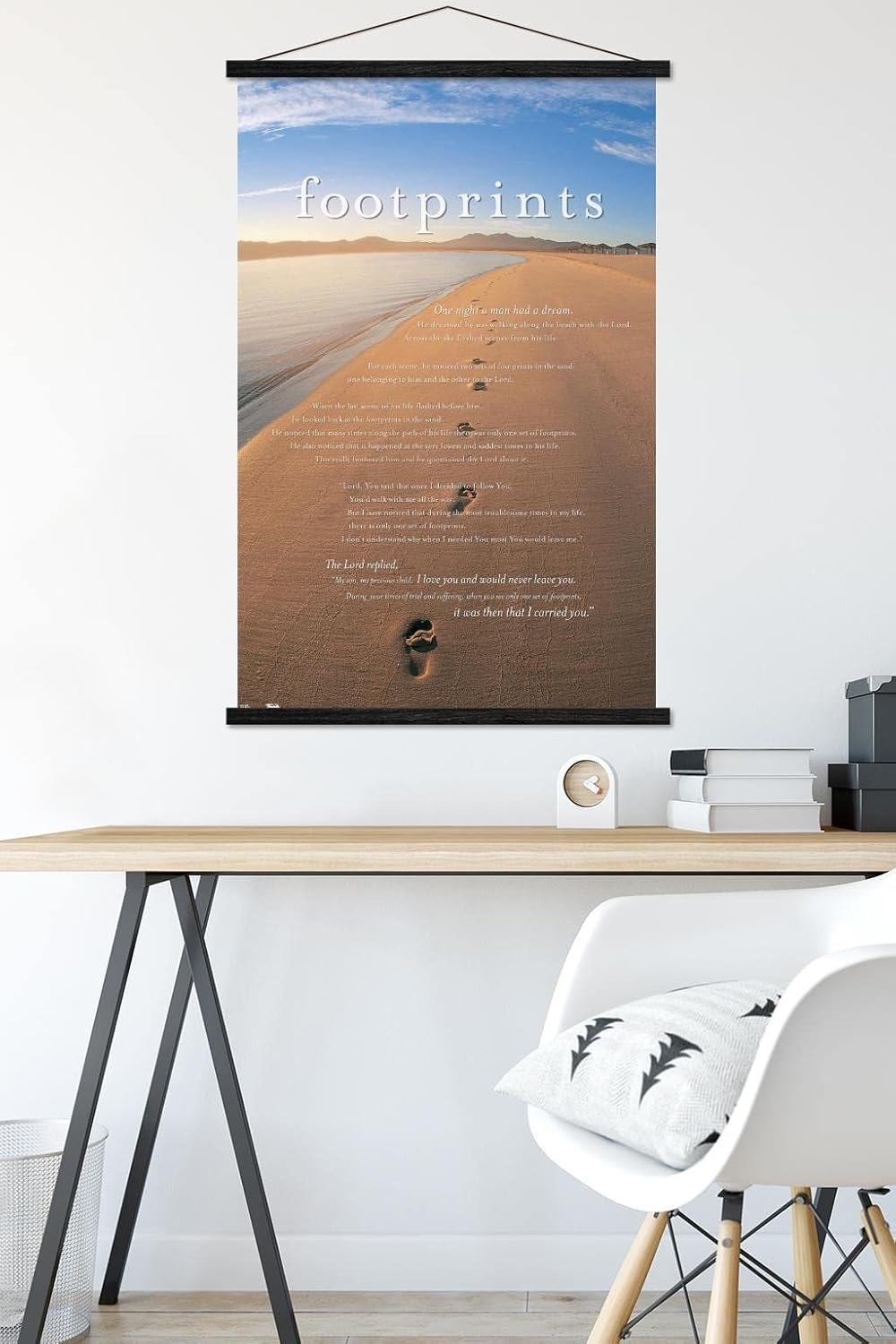 Trends International Footprints in the Sand Wall Poster, 22.375" x 34", Premium Print and Black Hanger Bundle