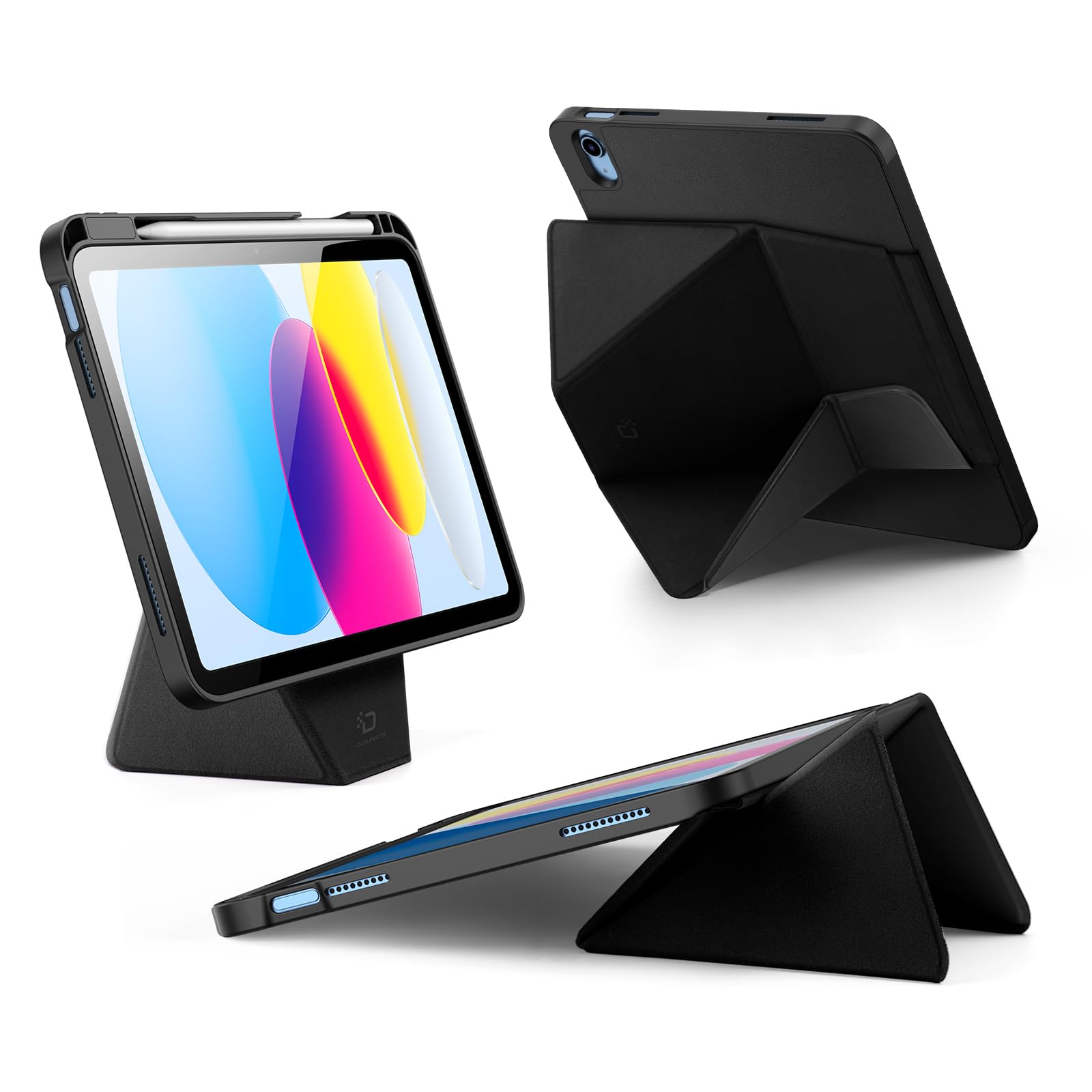 proelite versatile tablet stand case for apple ipad a16 10th/11th gen case, smart flip case with stable stands with pencil holder for ipad a16 10th/11th gen, black