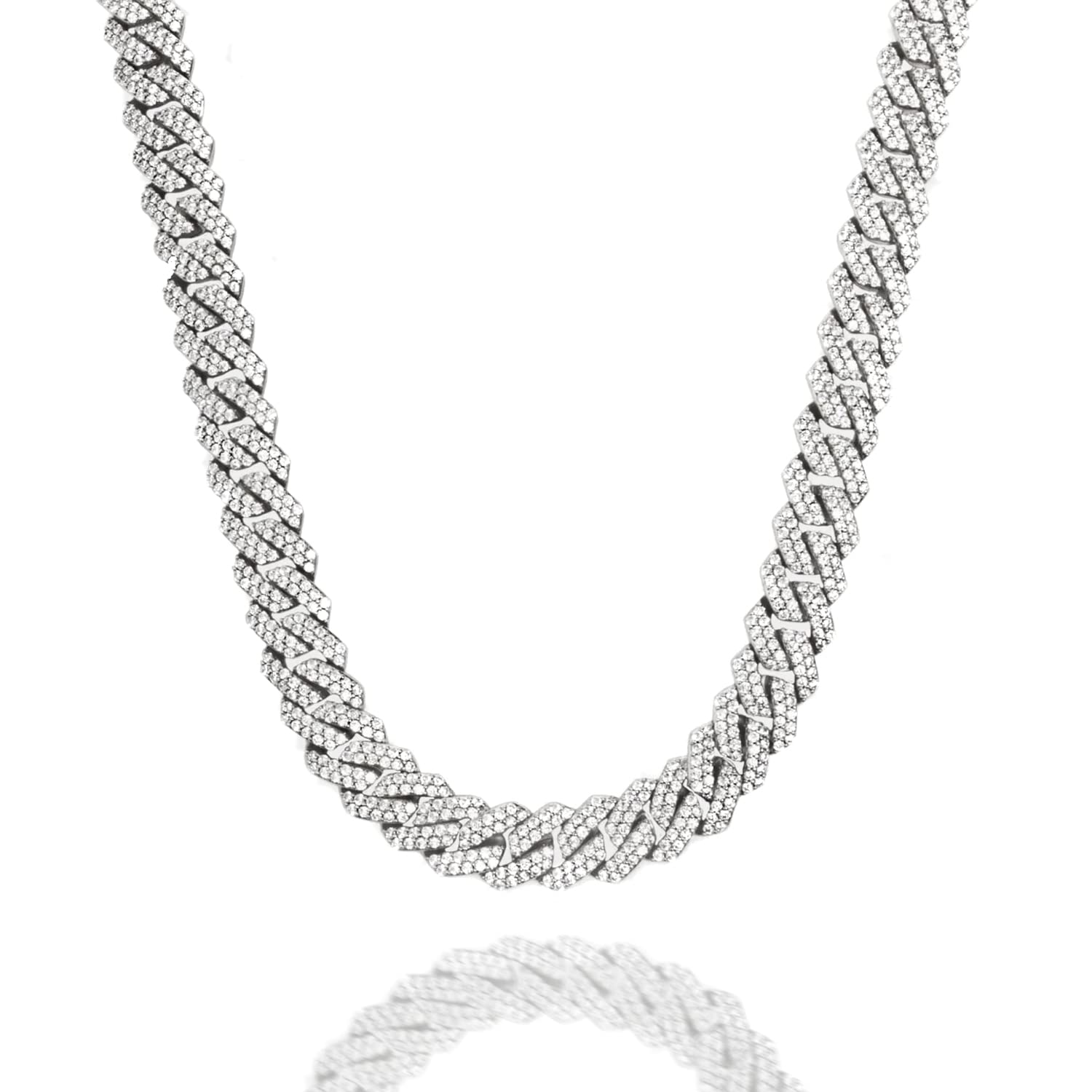 Chainzilla 12mm Alloy Steel with Cubic Zirconia Stones(White) Iced Out Square Cuban Chain For Men & Boys (White Color) (20 inch) (B0C72FSFVV) Amazon Price History, Amazon Price Tracker