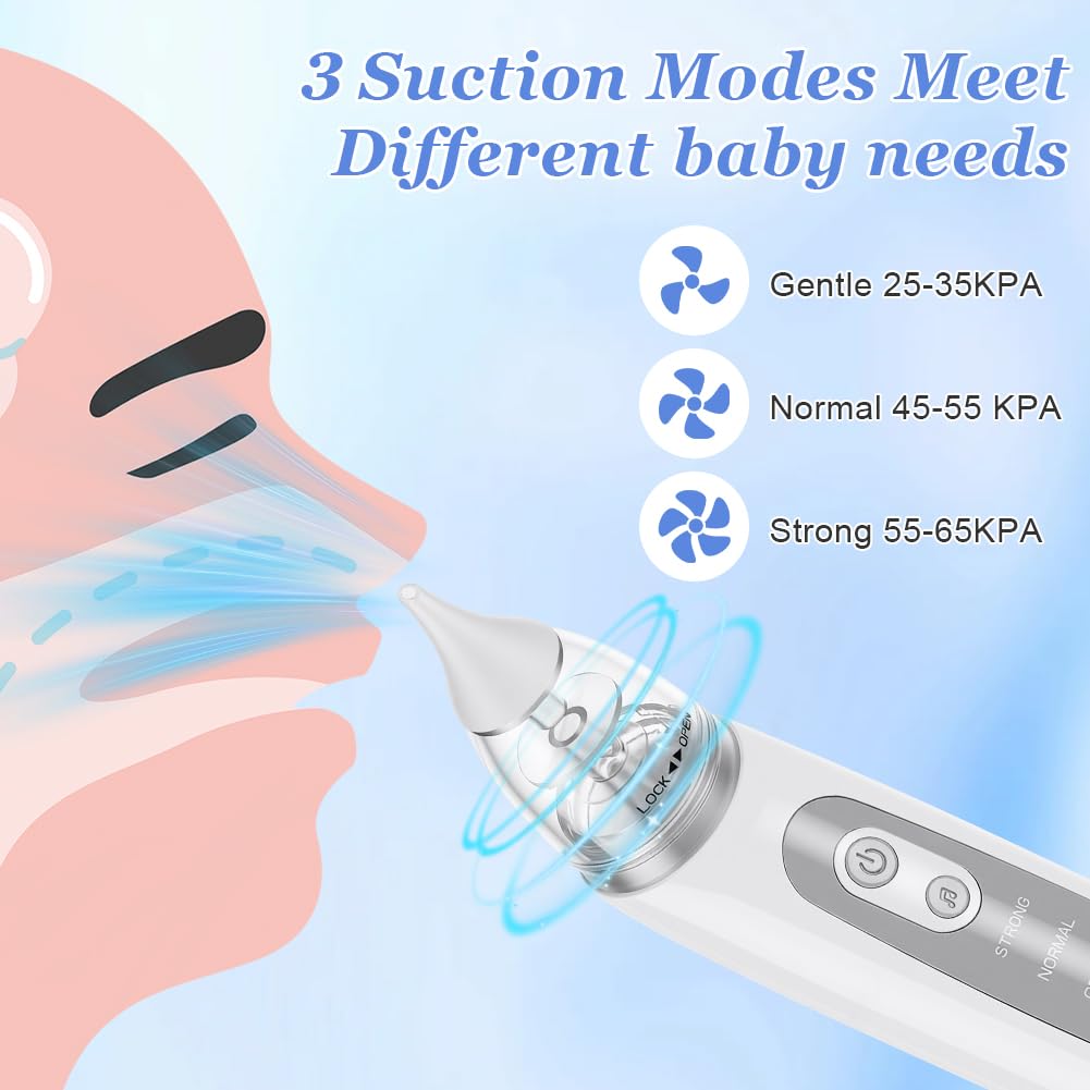 Vicloon Nasal Aspirator for Baby Electric Baby Nasal Aspirator, Toddler Nose Cleaner with 3 Silicone Tips - Image 4