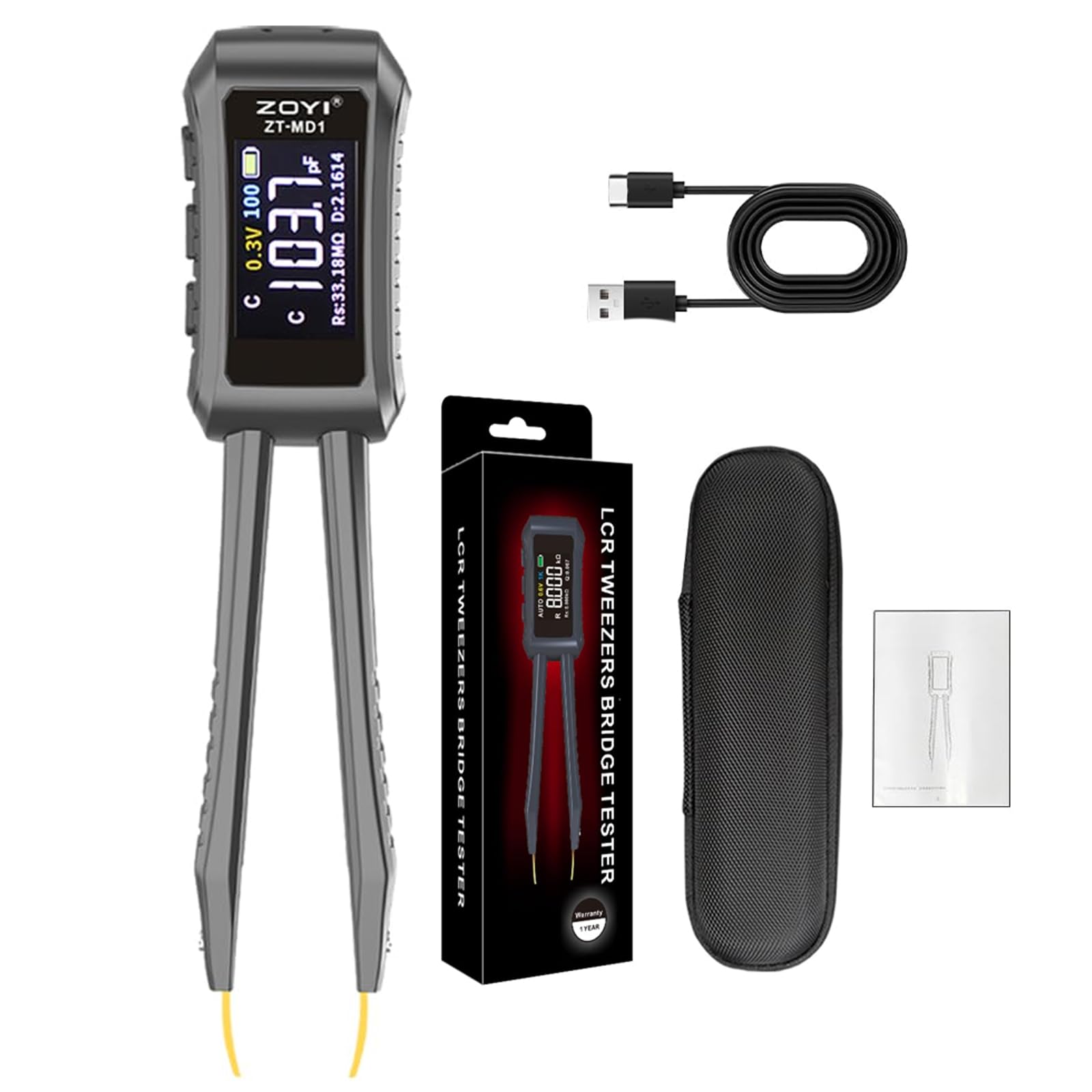 2-in-1 LCR Meter Multimeter, LCR Bridge SMD Test Clip, D/Q/Rs