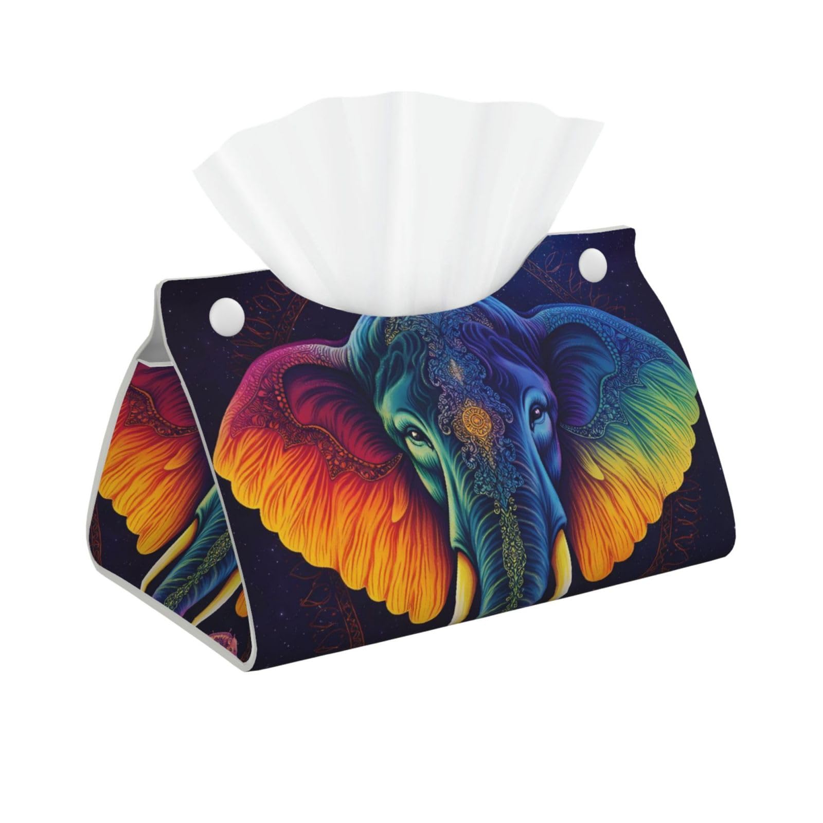 Colorful Space Elephant Art Long Tissue Box Cover Holder Home Decor Aesthetic 7.87'' x 5.12'' x 0.98''
