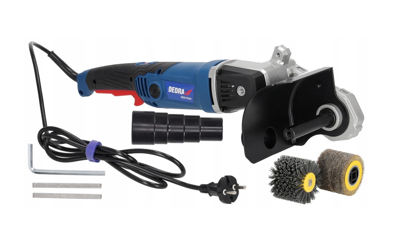 Maszyna satynowa 1300 W, szczotka metalowa i nylonowa, 900-3700 obr./min, średnica 120 mm, kabel 2 m, lekka waga zaledwie 3 kg, antypoślizgowy dodatkowy uchwyt, system Soft-Start, regulacja prędkości