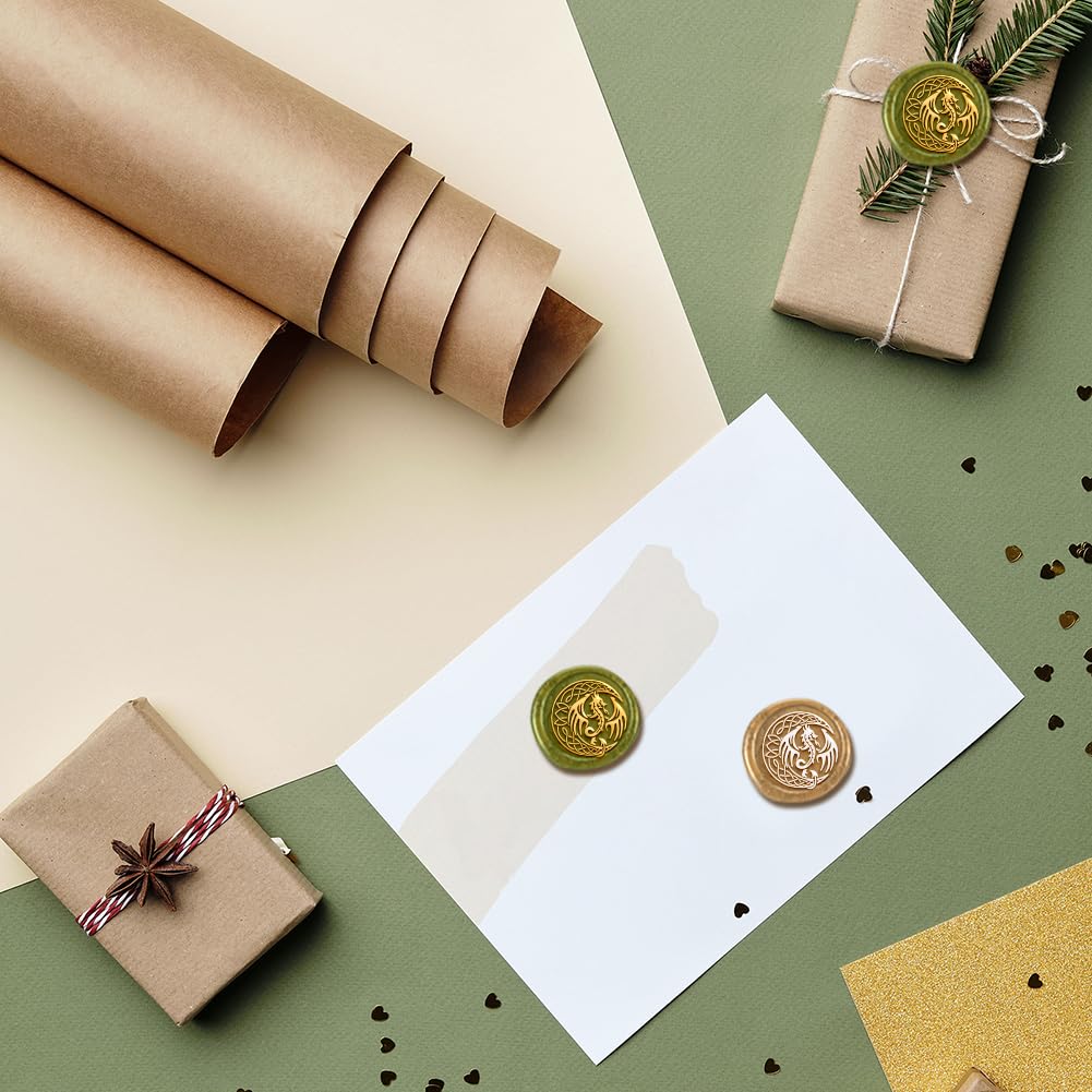 Wachssiegelstempel Mit Mond & Drache - Vintage Messing Für Briefe