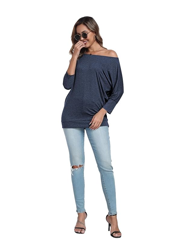 Poetsky Women's Off The Shoulder Shirts Fall Flattering Tops to Hide Tummy by Poetsky - Used condition - Image 4