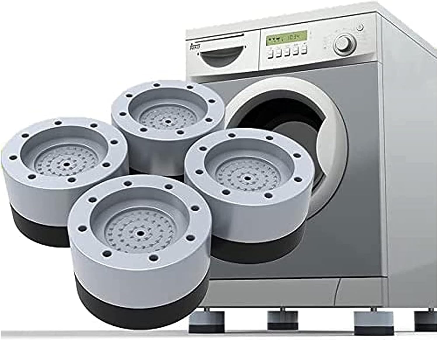 FREE SPIRIT Anti-Vibration Pads for Washing Machine - Shock Absorbing Rubber Feet Pads, Noise Cancelling, Tread Grip