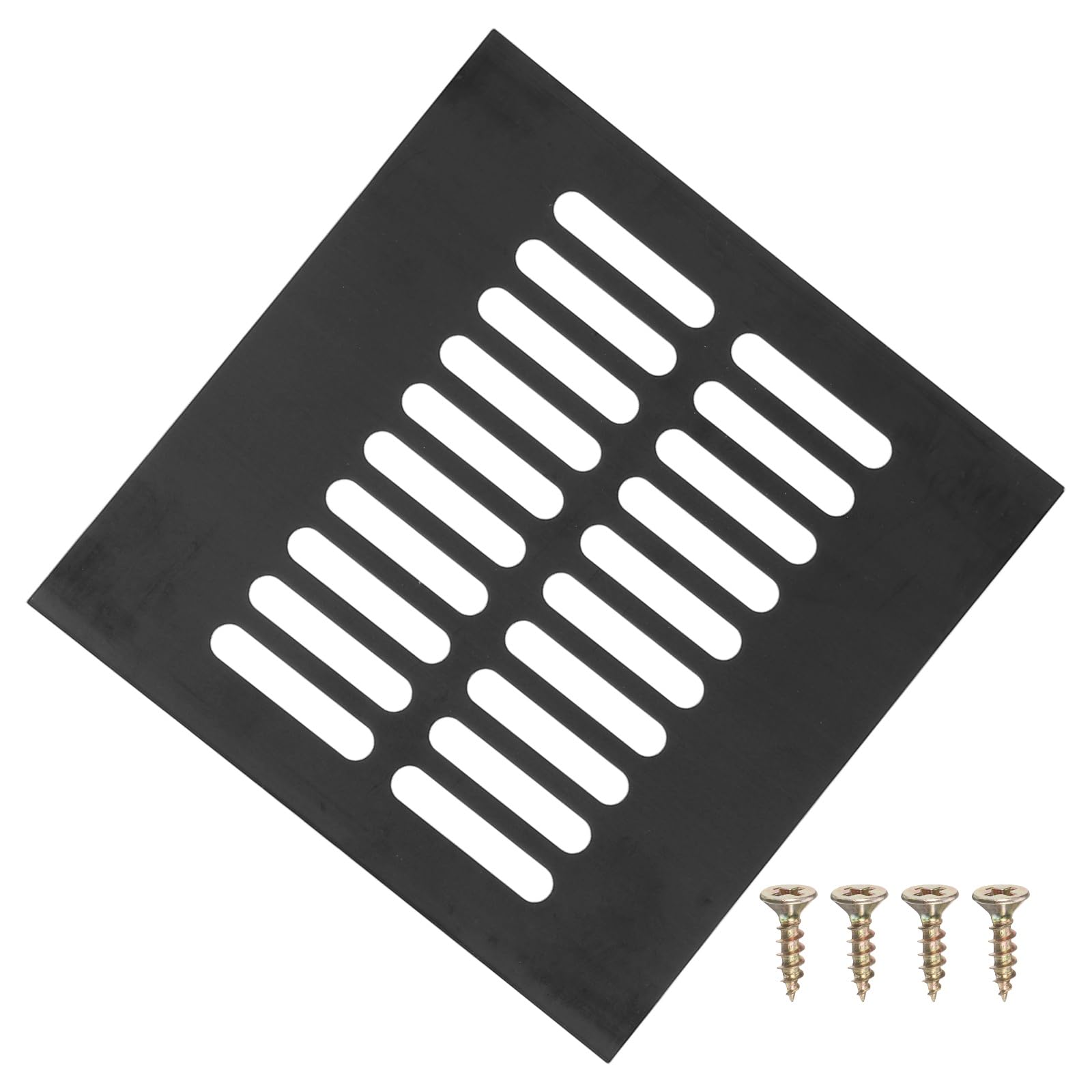 PATIKIL 6 x 6 Inch Door Air Vent Cover, Aluminum Grille Ventilation Cover with Mounting Screws for Cabinet Wardrobe Ceiling Door, Black