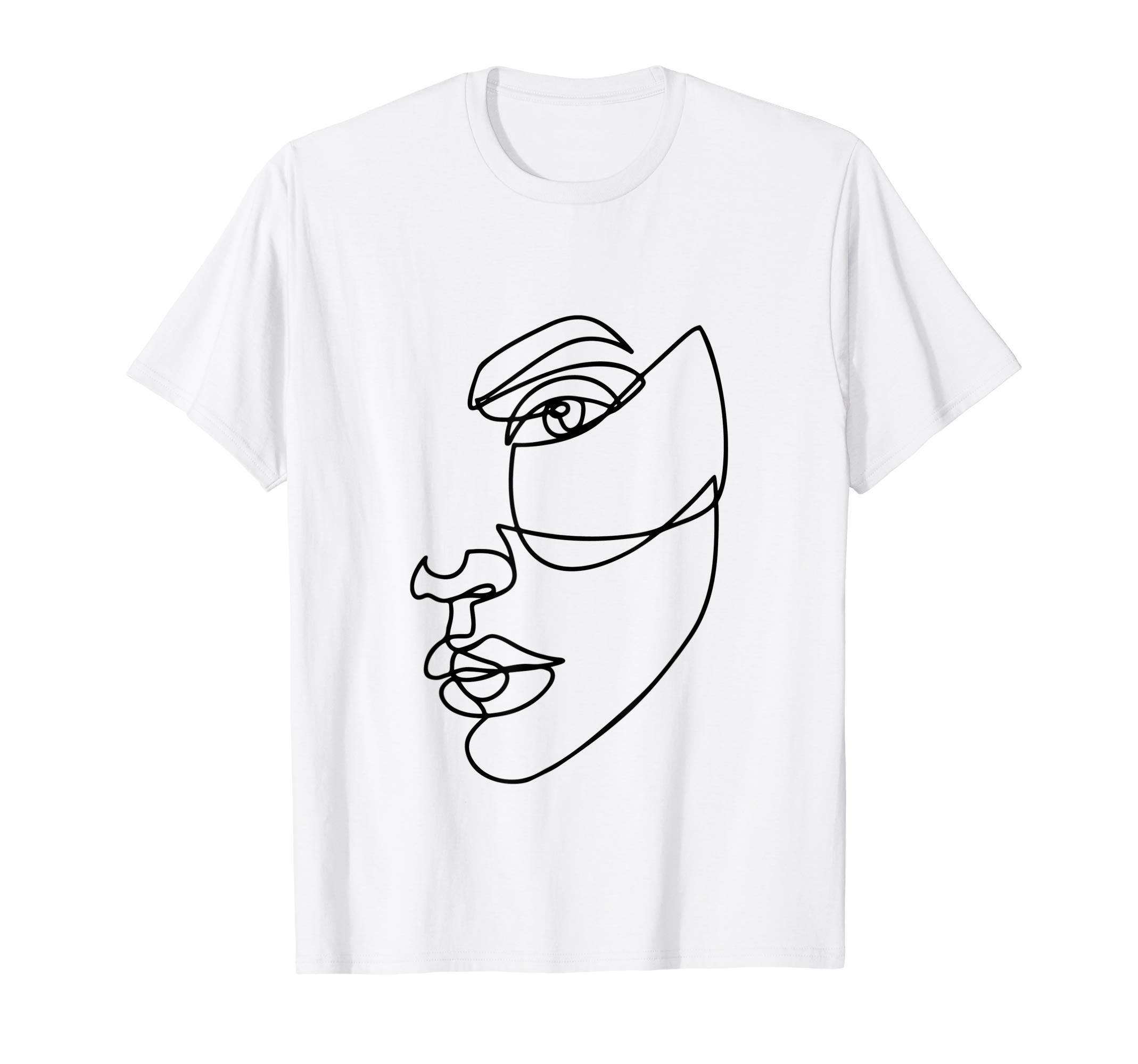 Face Abstract Line Art Drawing Top Minimalist Aesthetic T-Shirt