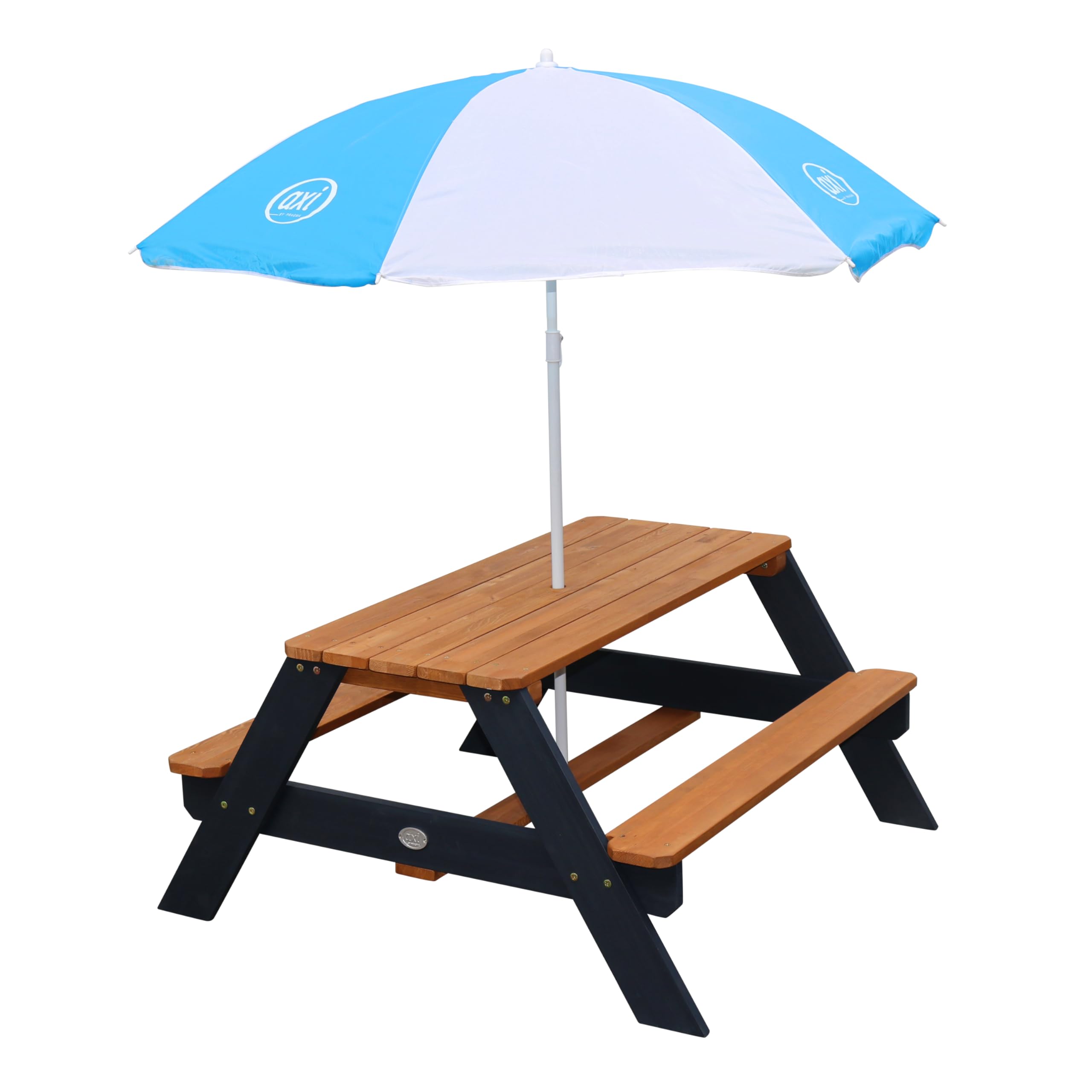 AXI Nick Table Pique Nique avec Parasol Anthracite & Marron | 95 X 97 X 48 Cm - Table De Pique Nique Enfant pour Le Jardin, Table Picnic, Table Picnic Bois