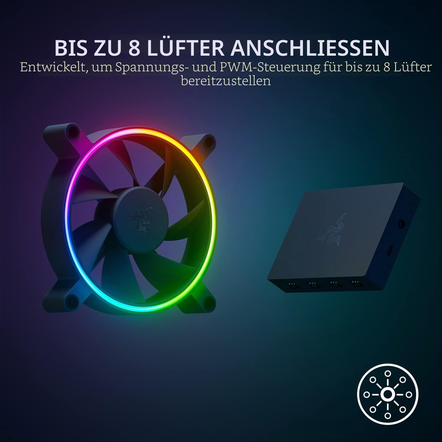 Razer PWM PC-Lüftersteuerung: verbindet bis zu 8 Lüfter, individuelle Lüfterkurven-Profile, praktische Lüfterüberwachung, dünnes Profil