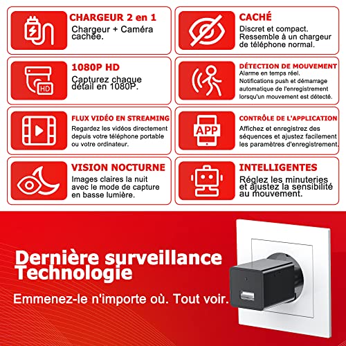 Caméra Espion Wifi 1080P Discrète avec Détection de Mouvement - Geekodrome: Boutique d'accessoires geek Fonctionnalités de la caméra