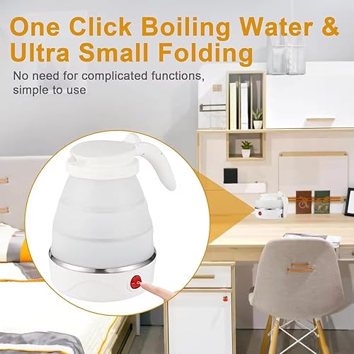 Miniatura 6 de Hervidor eléctrico plegable de viaje, mini caldera de agua plegable portátil con apagado automático, compacta y ligera para viajes, camping, oficina