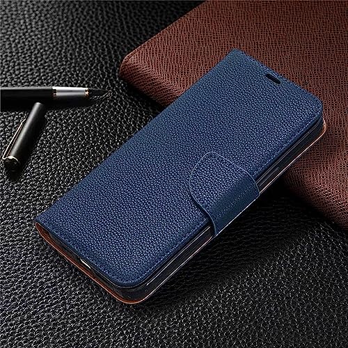 Coque iPhone 14 avec fermeture magnétique et béquille support intégrée bleu