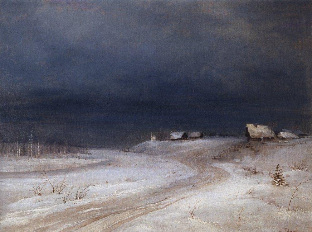 Lienzo de Noche de invierno Savrasov: decore su dormitorio con este arte de pared de 58x90cm 4
