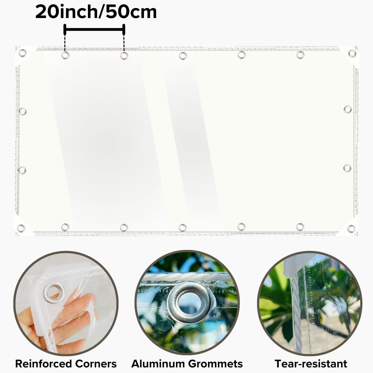 BeGrit Clear Tarps Heavy Duty Waterproof 6x8 FT PVC Vinyl Reinforced Thickened Clear Tarp with Grommets Extra Strength Transparent Tarpaulin for Porch Patio Outdoor