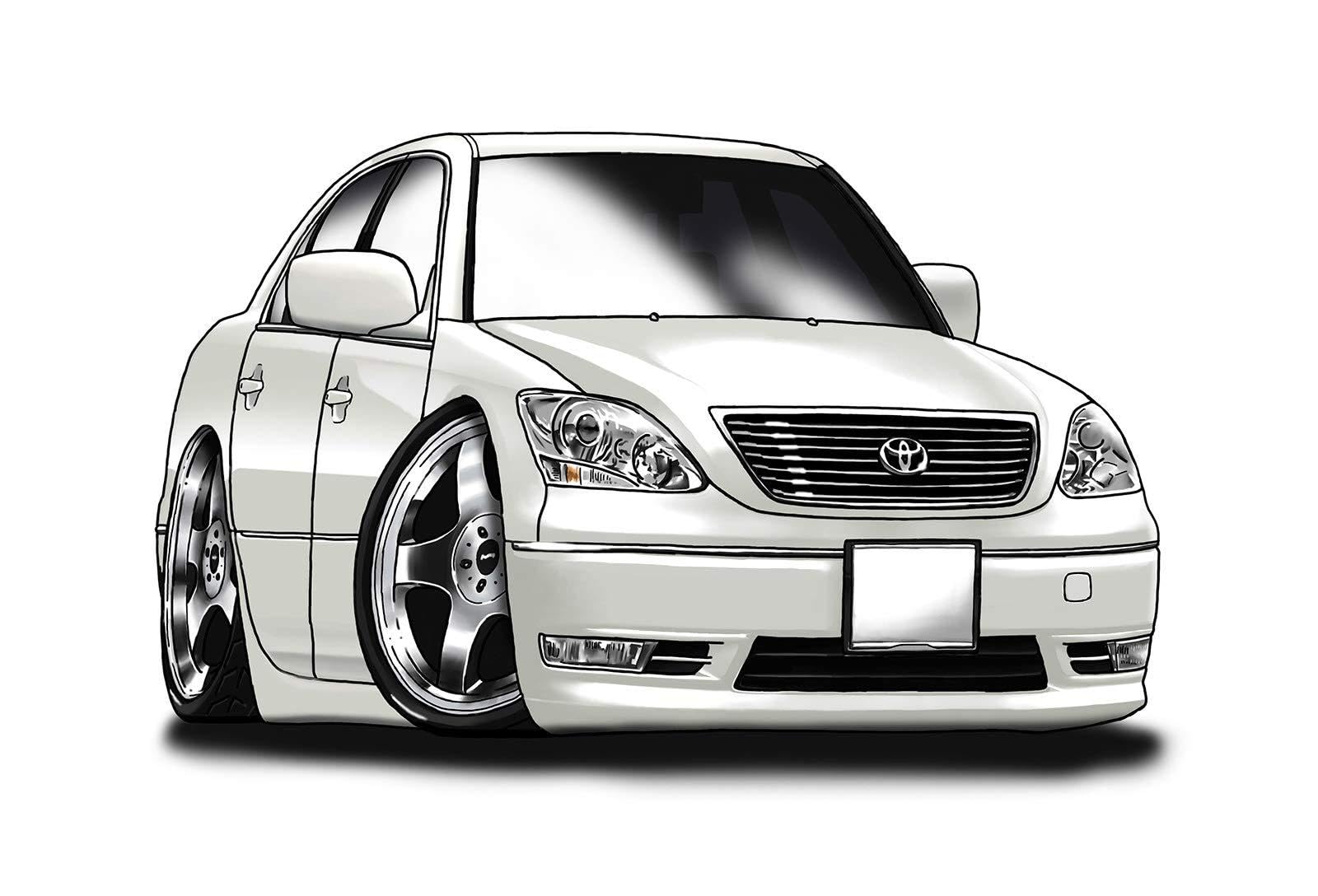 Amazon.co.jp: イラスト セルシオ（30後期・白） ポスター S0084W