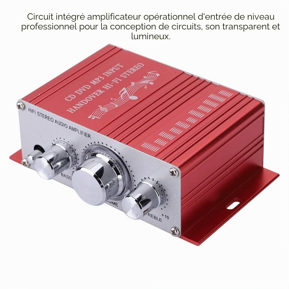 Amplificateur Numérique 20 Wx2, 4 Canaux Amplificateur Audio Hifi Stéréo Digital, Mini Amplificateur de Puissance Audio Stéréo pour PC CD DVD MP3 FM