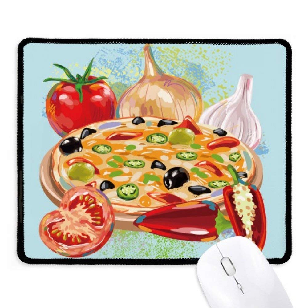 Alfombrilla de ratón italiana con diseño de pizza y bordes cosidos 3