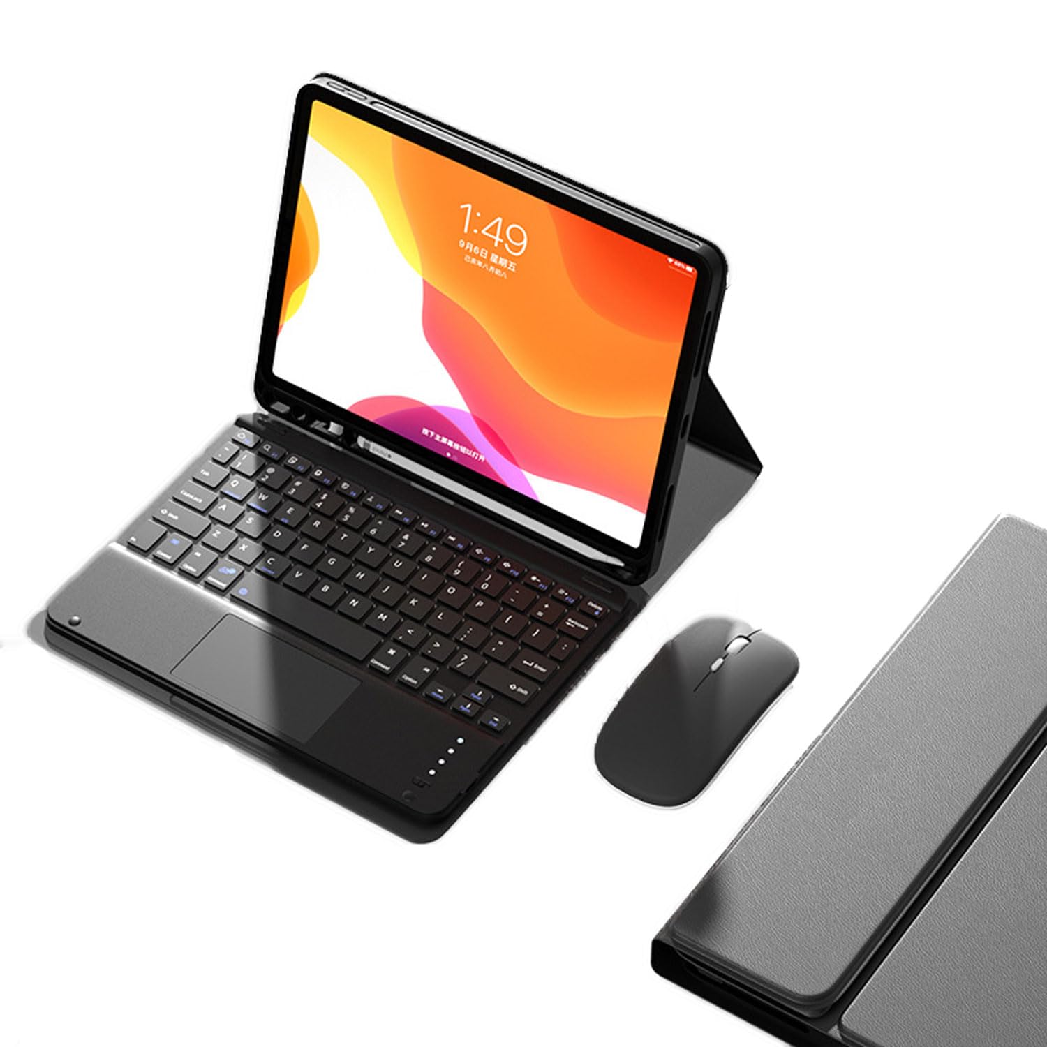 Touchpad Keyboard Case for Samsunga Galaxy Tab A7 10,4 cala 2020 Model SM-T500/T505/T507, Odłączana Bezprzewodowa Klawiatura Bluetooth, Ultracienka Miękka Tylna Pokrywa Z Tpu,Black