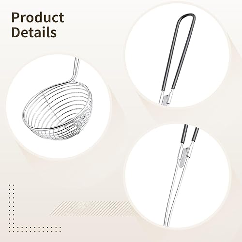 Miniatura 3 de 6 coladores de malla de acero inoxidable, cucharas coladoras de olla caliente con mango largo, coladores de araña de cocina para cocinar, cucharas