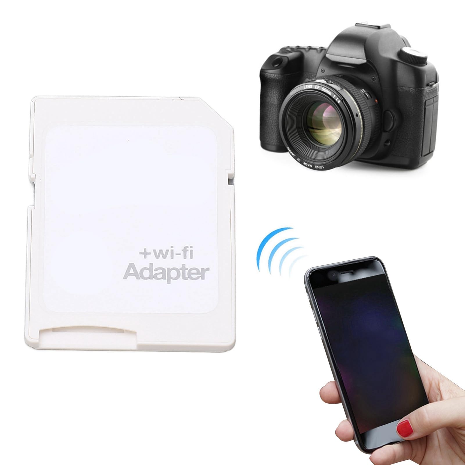 Zunate Adapter Wifi do karty TF na SD, adapter WiFi SD do czytnika pisarza wysoka prędkość do lustrzanki fotograficznej, obsługa ustawień WiFi, adapter karty SD do urządzeń z systemem Android, dla urządzeń iOS, adapter SD do tabletu telefonu
