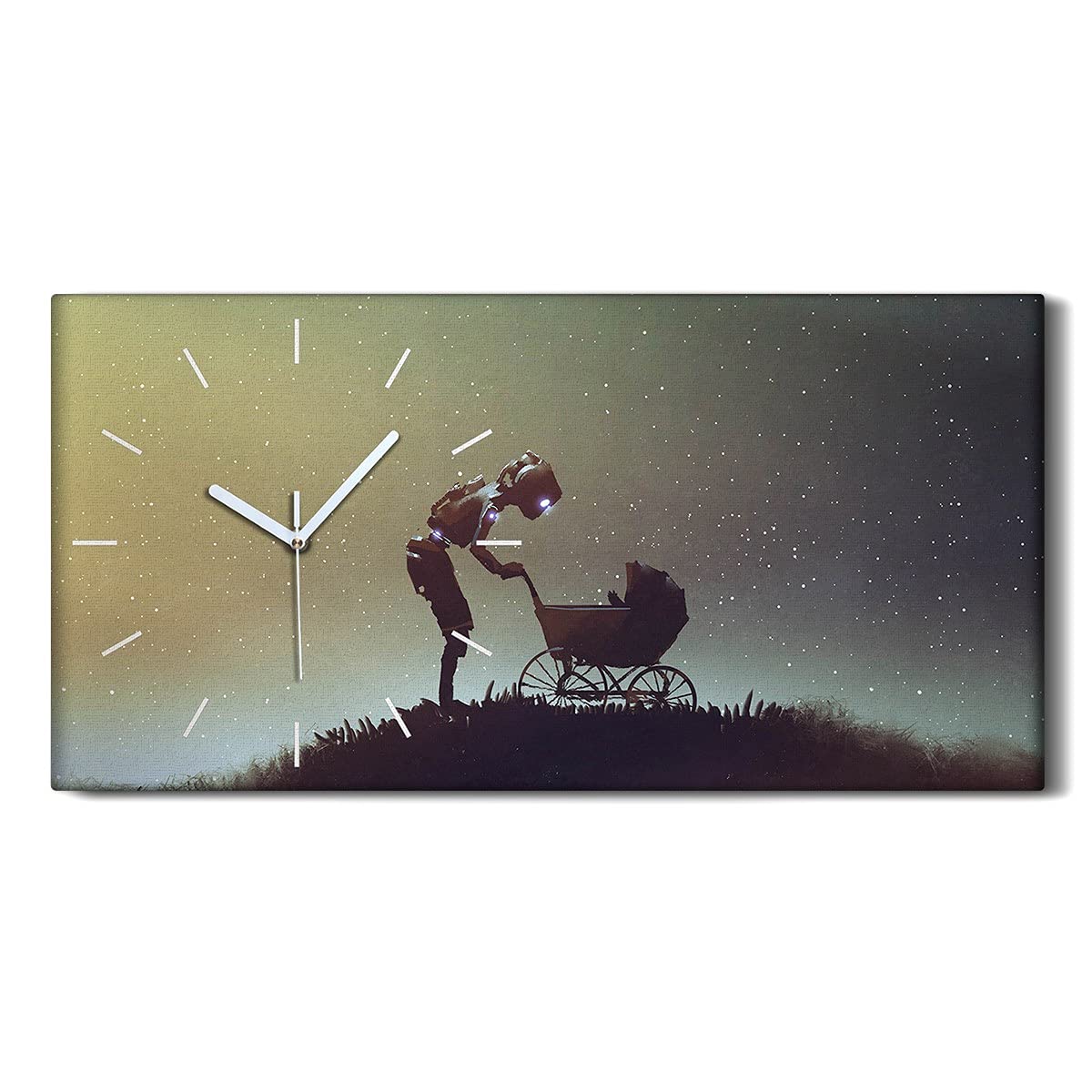 Horloge sur toile 60x30cm image art mural salon chambre tableau silencieux