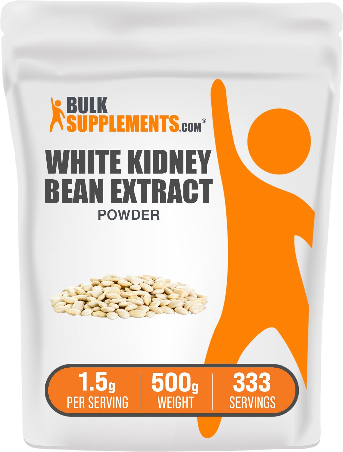 BulkSupplementscom White Kidney Bean Extract - Powdered Extract for Digestive Support, Protein Source - Gluten Free - 1500mg per Serving, 333 Servings (500 Grams - 1.1 lbs)